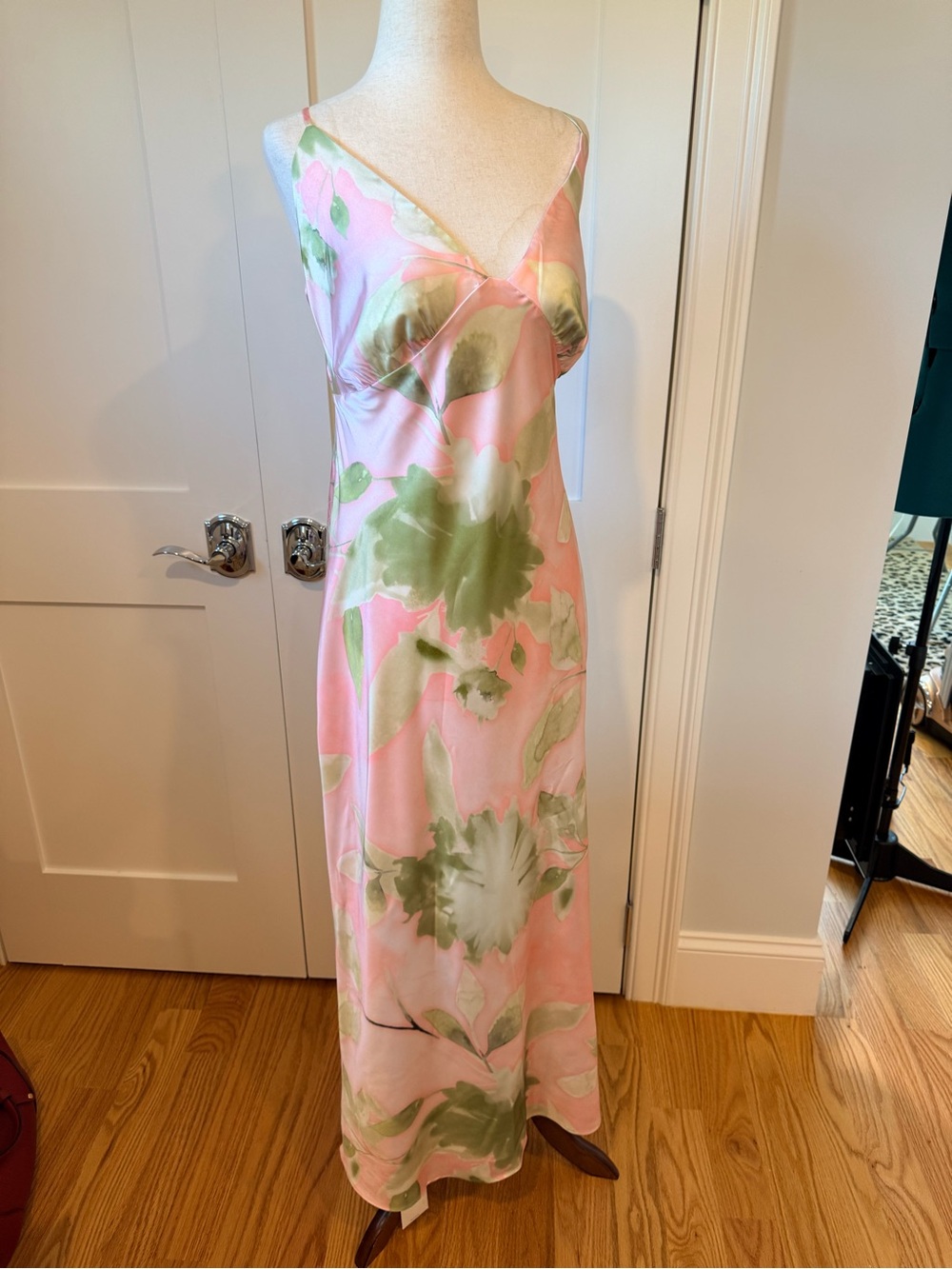 Abercrombie & Fitch Julia Pink and Green Floral Slip Maxi Dress - Picture 10 of 12